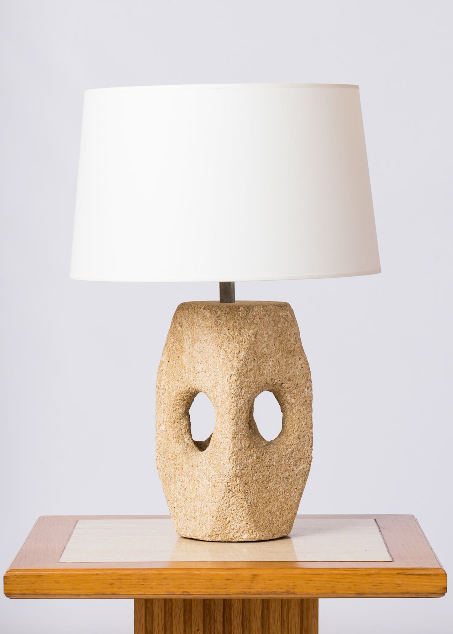 Pierre du Gard Hollow Stone Table Lamp by Albert Tormos - France 1970's