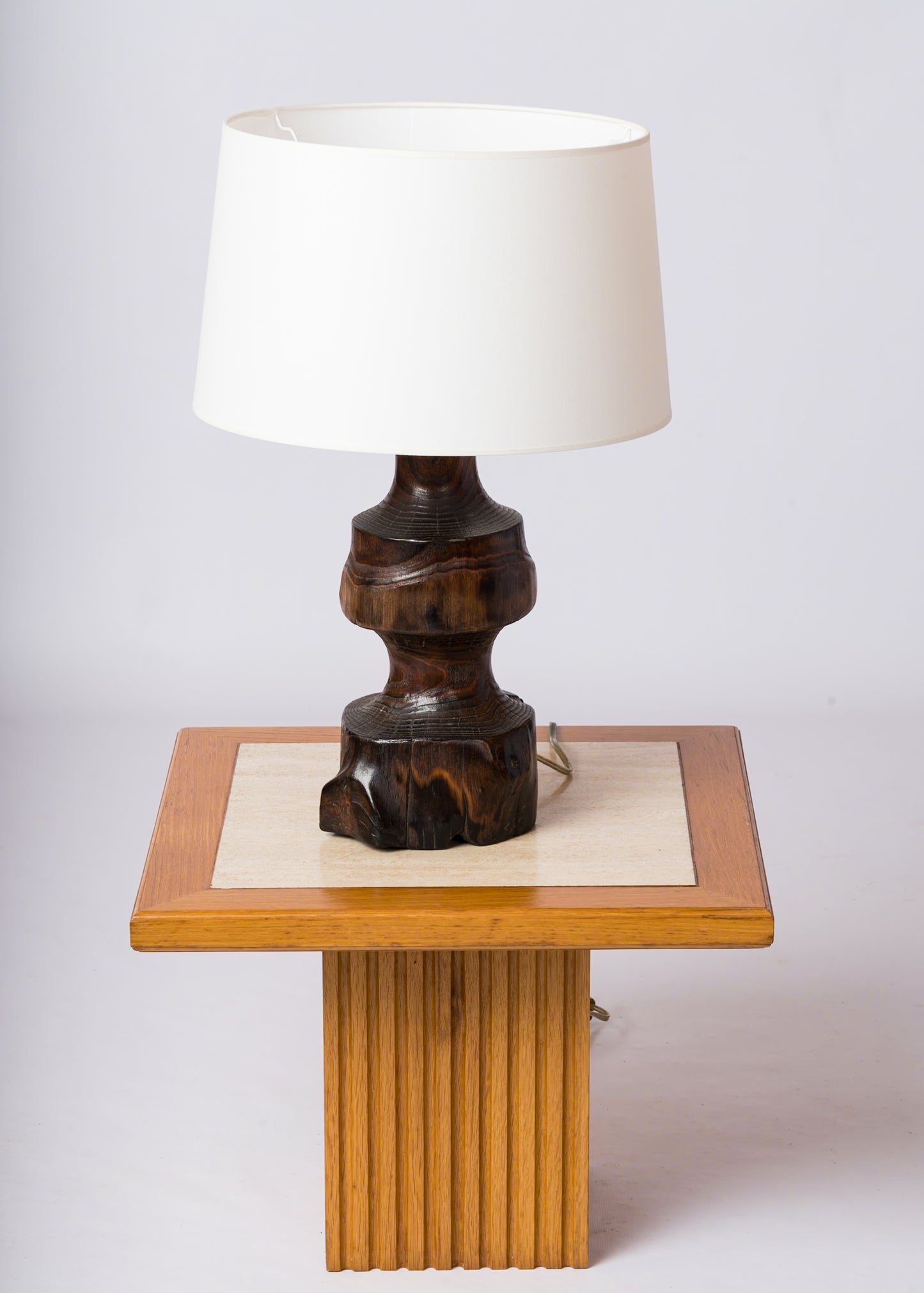 Split Stained Oak Tree Trunk Table Lamp in style of A. Noll - France 1970's