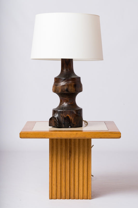 Split Stained Oak Tree Trunk Table Lamp in style of A. Noll - France 1970's