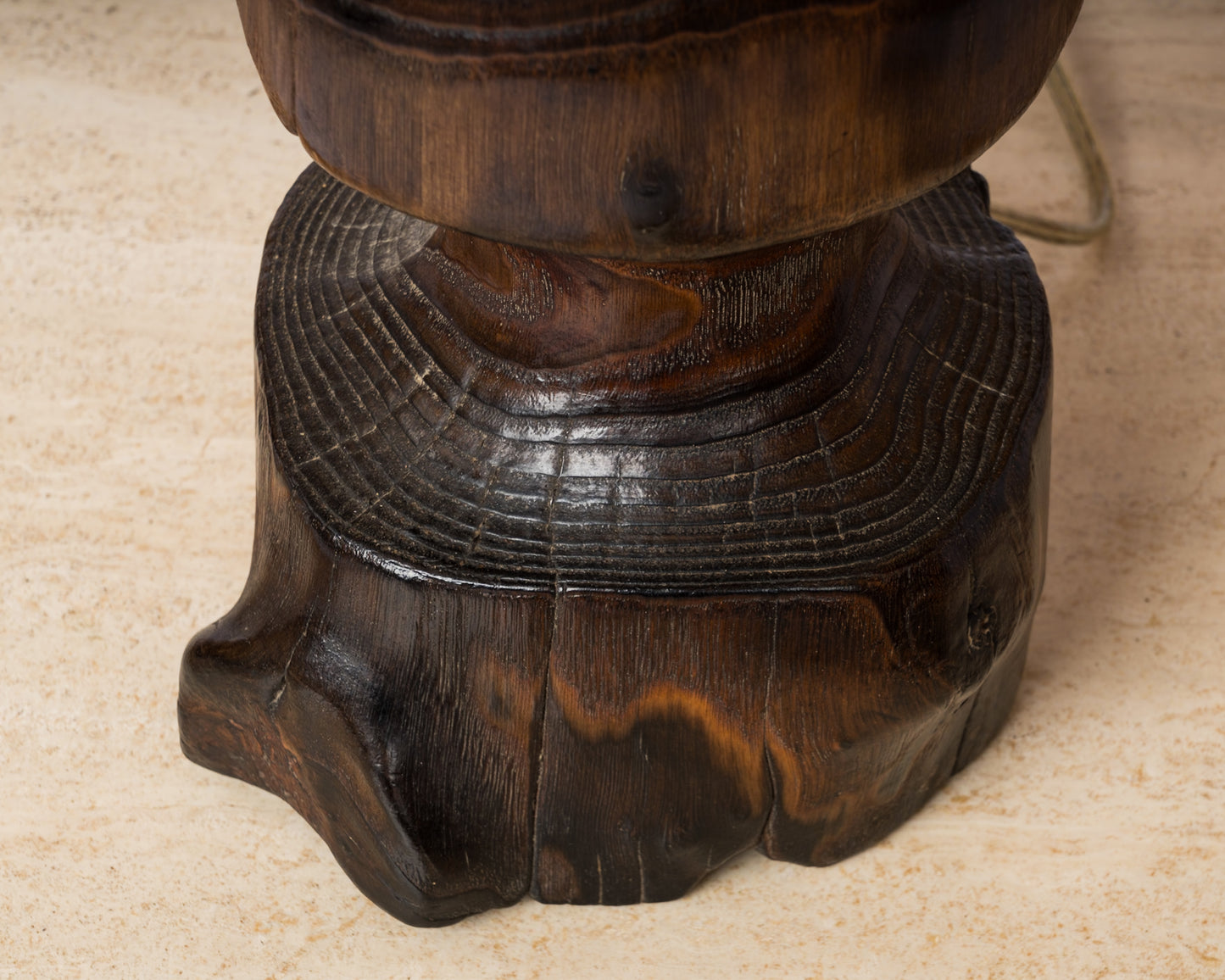 Split Stained Oak Tree Trunk Table Lamp in style of A. Noll - France 1970's