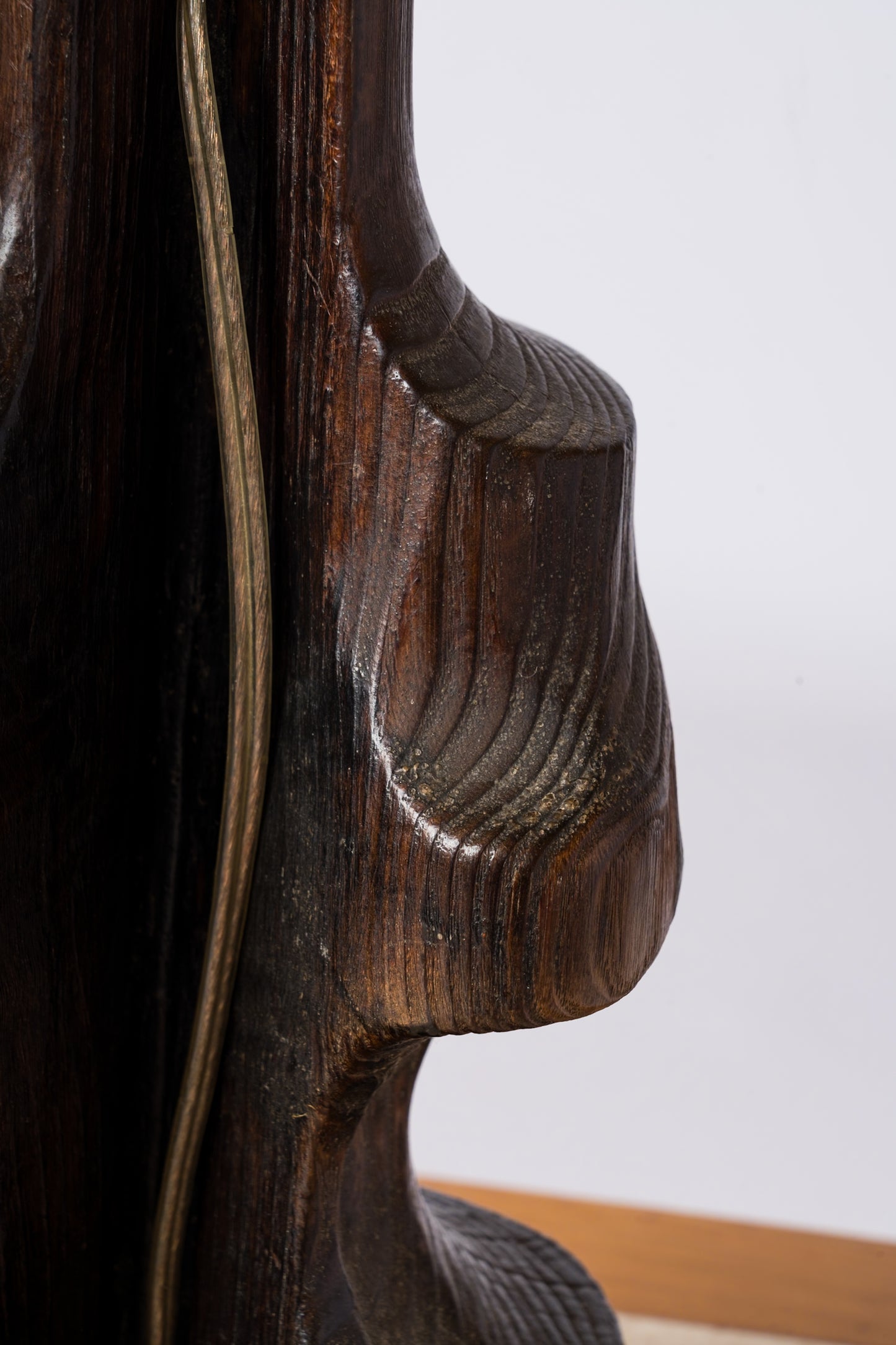 Split Stained Oak Tree Trunk Table Lamp in style of A. Noll - France 1970's