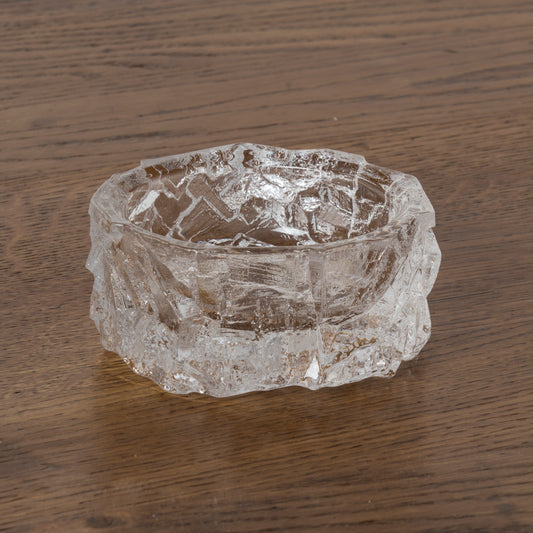 Signed Brutalist Crystal Container by Daum - France 1970's