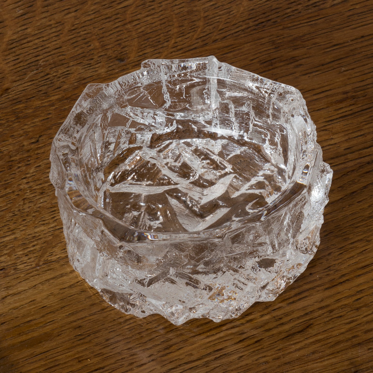 Signed Brutalist Crystal Container by Daum - France 1970's