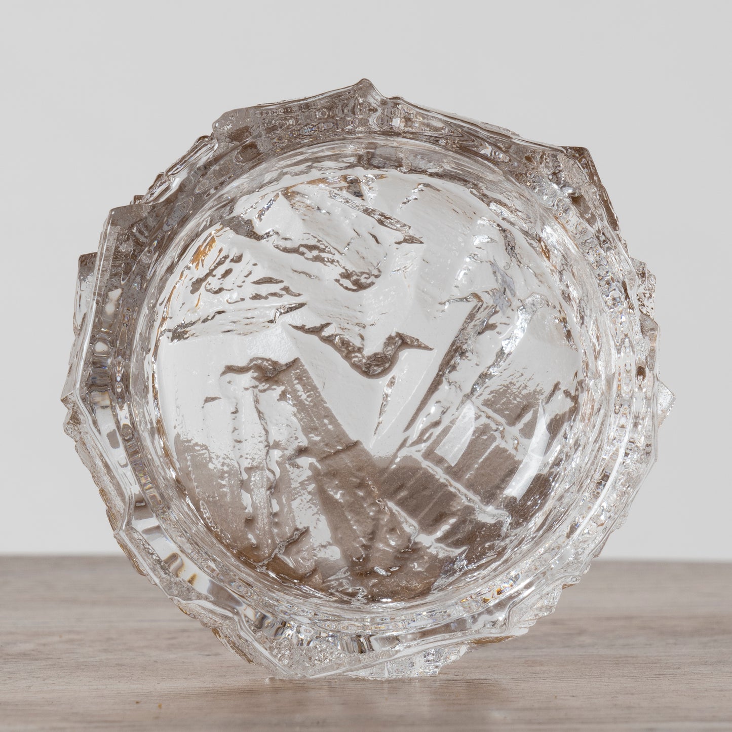 Signed Brutalist Crystal Container by Daum - France 1970's