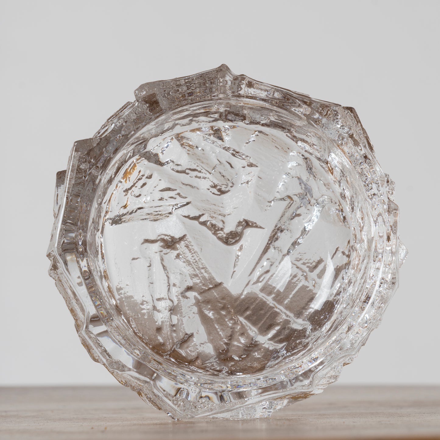 Signed Brutalist Crystal Container by Daum - France 1970's