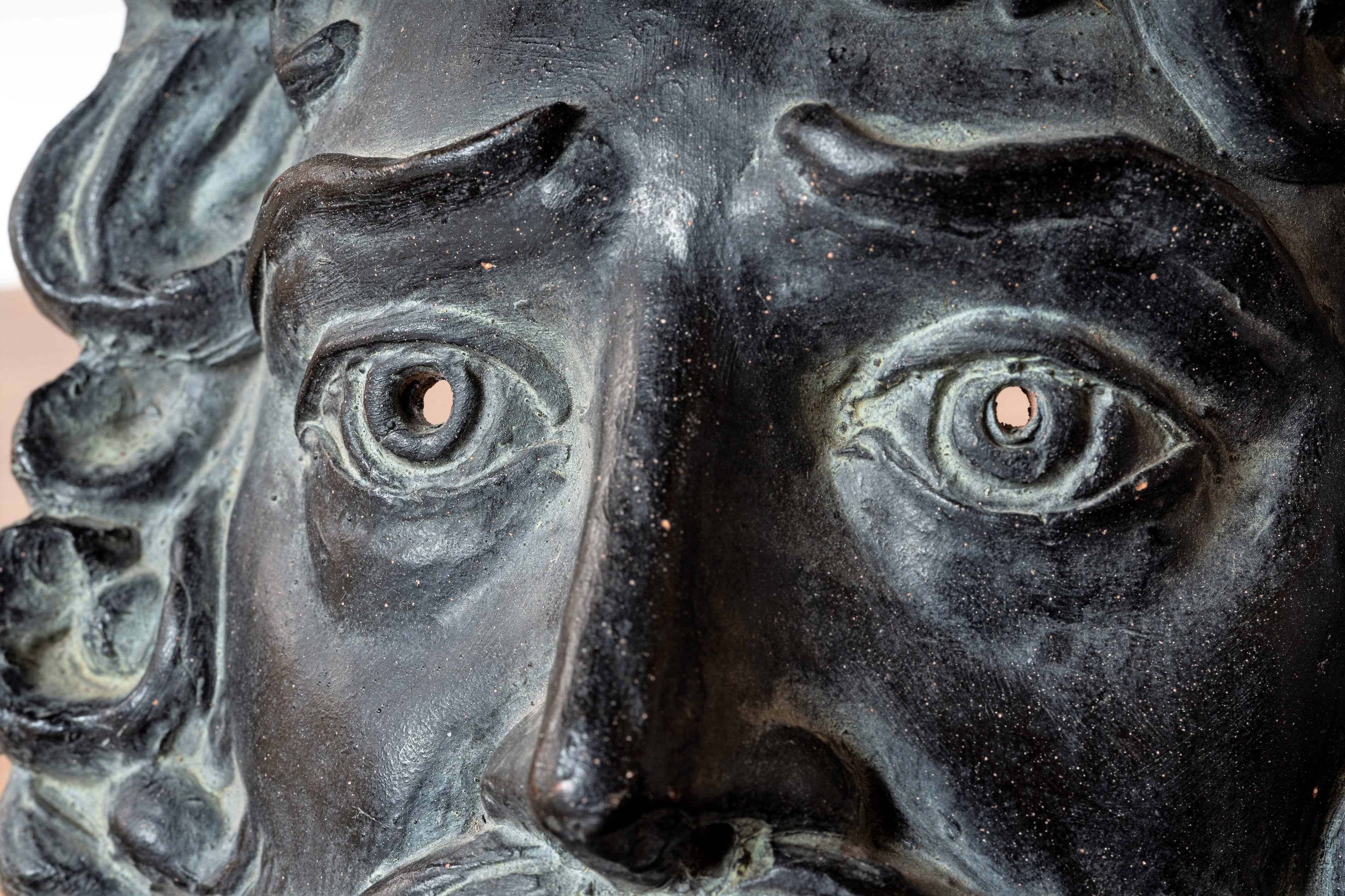 Greek Tragedy Black Terracotta Mask - France 1950's