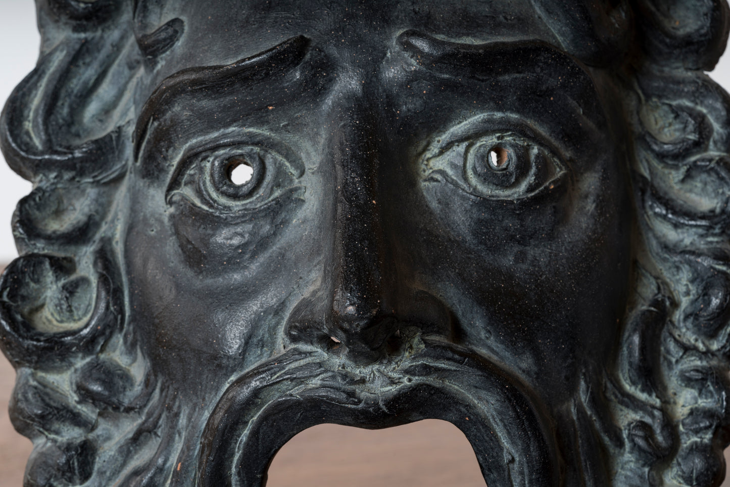 Greek Tragedy Black Terracotta Mask - France 1950's