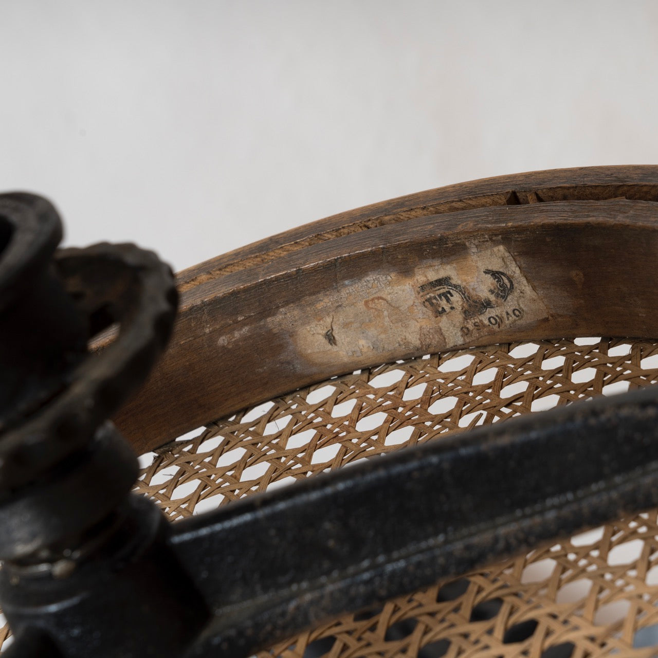 Art Deco Wood, Iron and Caning Adjustable Stool by Thonet, Austria, 1930s