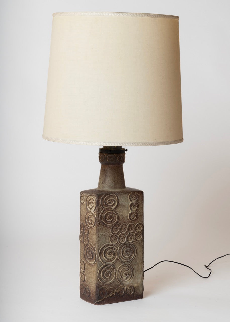 Tall Etched Stoneware Lamp - Germany 1970's