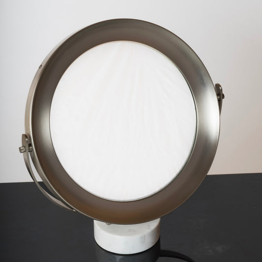 Stainless Steel & Carrara Marble Table Mirror by Sergio Mazza - Italy 1970s