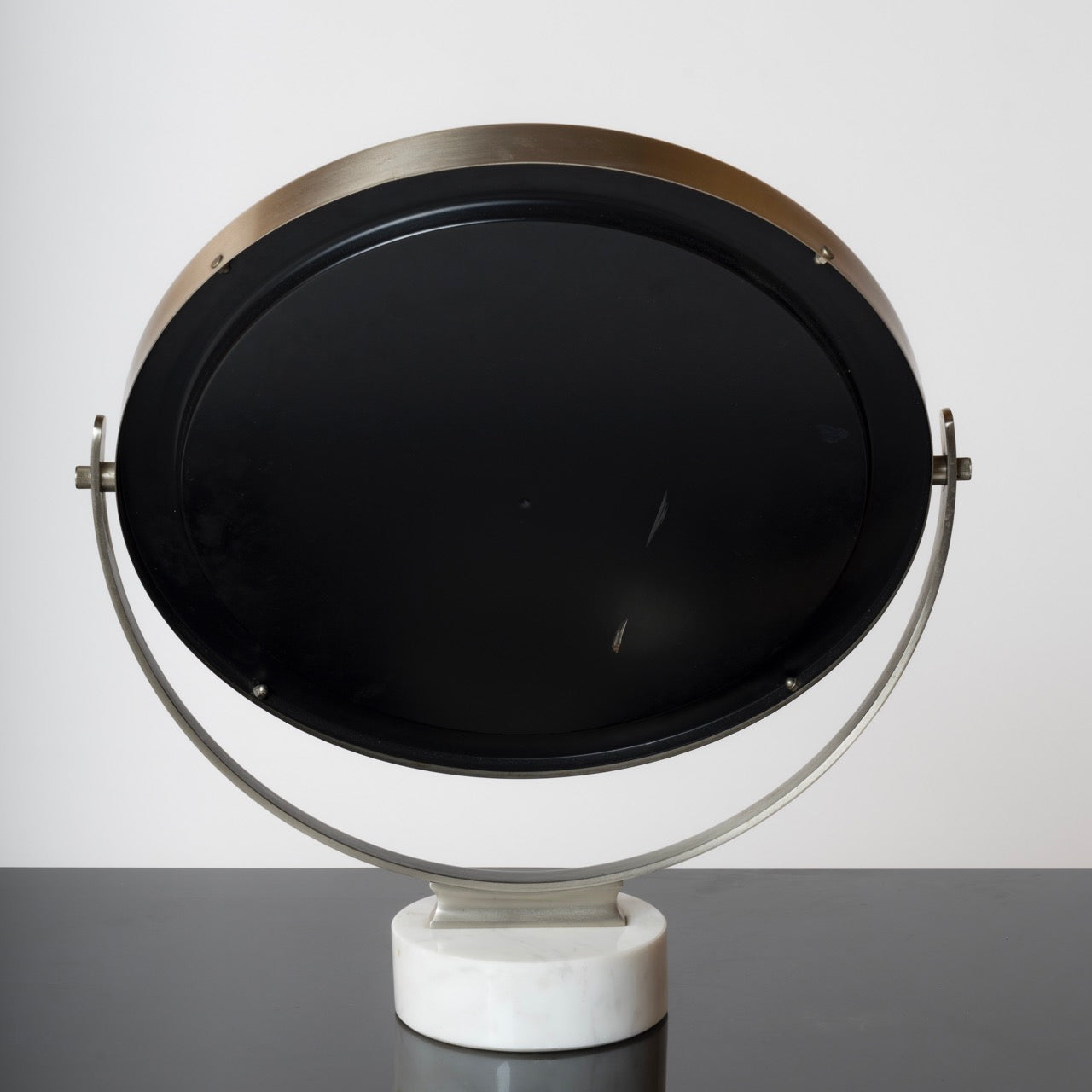 Stainless Steel & Carrara Marble Table Mirror by Sergio Mazza - Italy 1970s