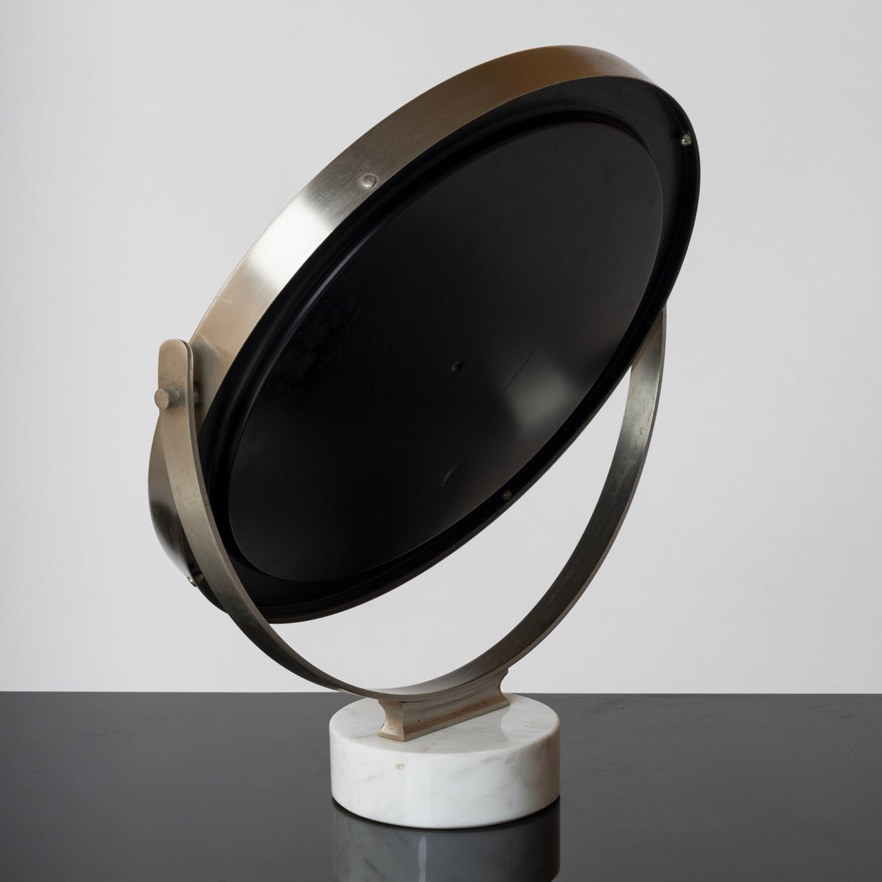 Stainless Steel & Carrara Marble Table Mirror by Sergio Mazza - Italy 1970s