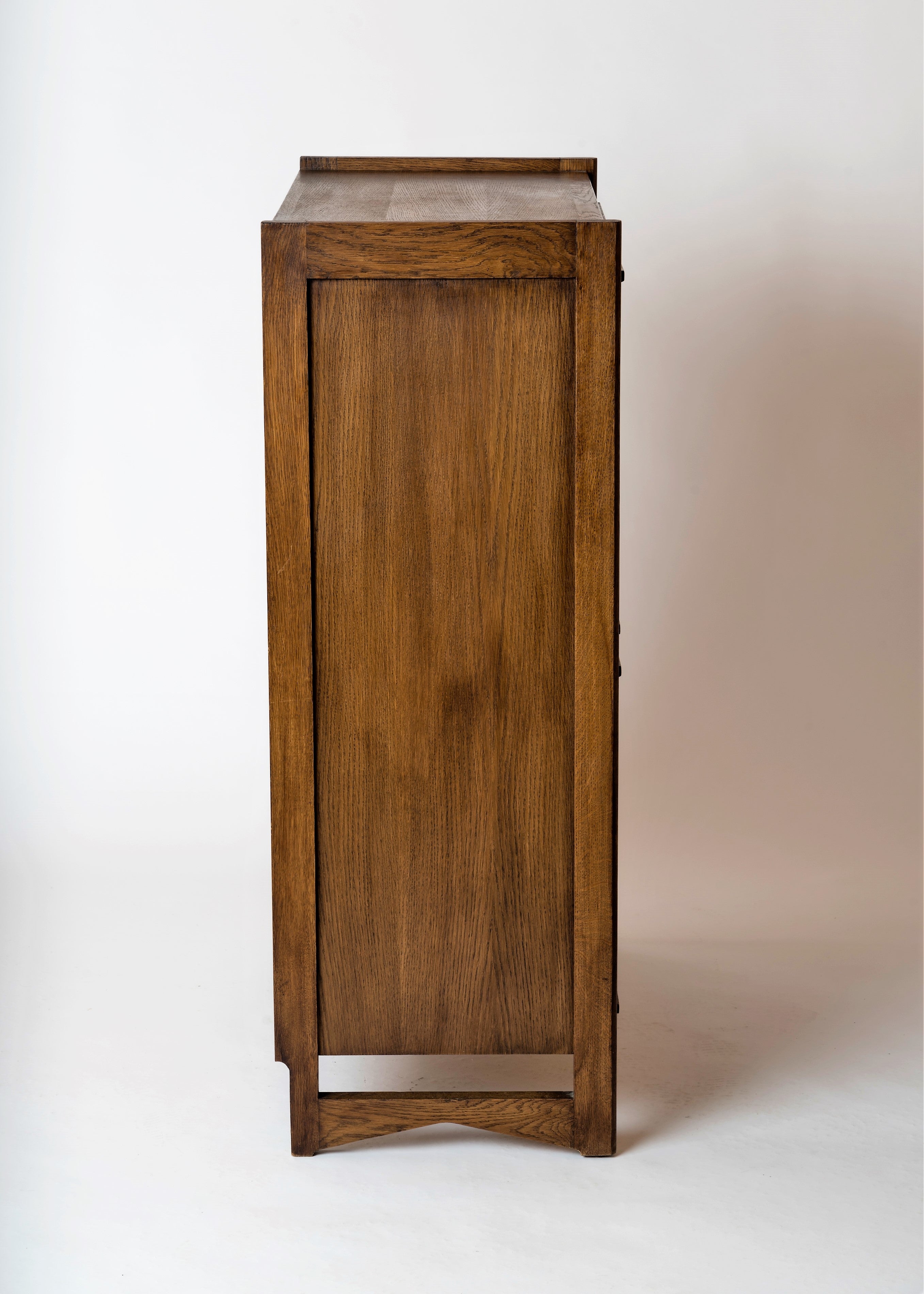 Solid Tinted Solid Oak Cabinet By Guillerme & Chambron - France late 1960's