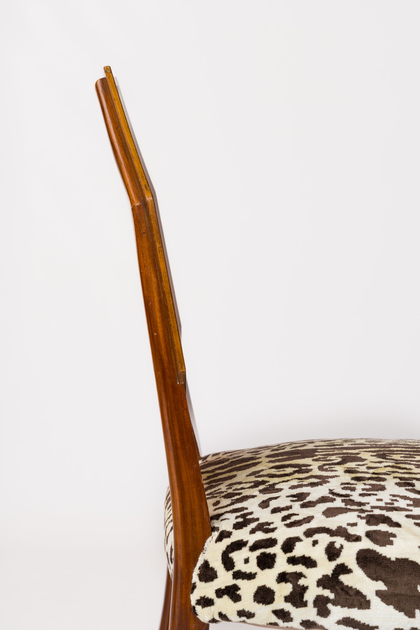 Octagonal-Backed Mahogany Chair with Dedar Faux Leopard Velvet - France 1930s