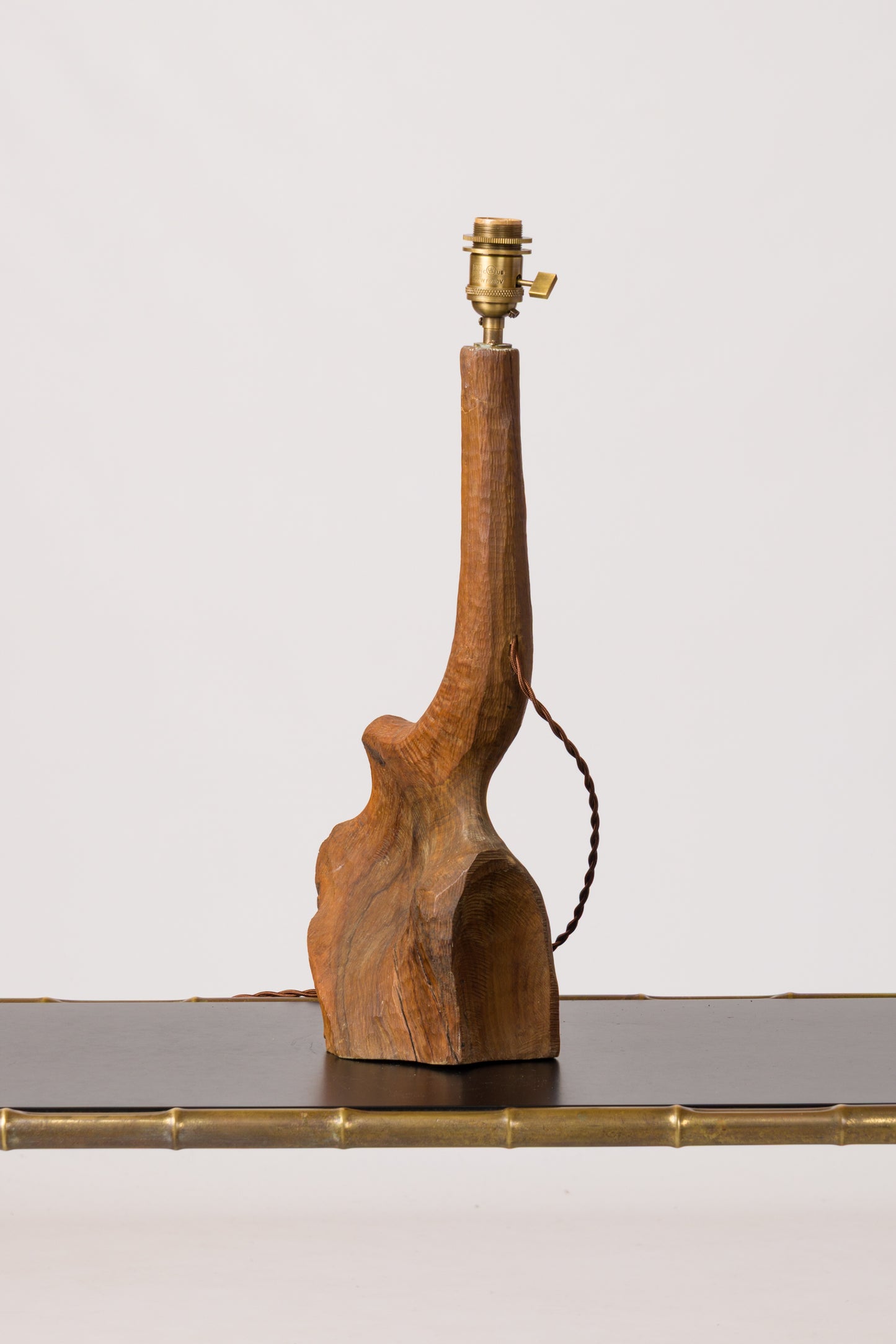 Important "Gouge" Hand Carved Tree Stump Table Lamp - 1970s