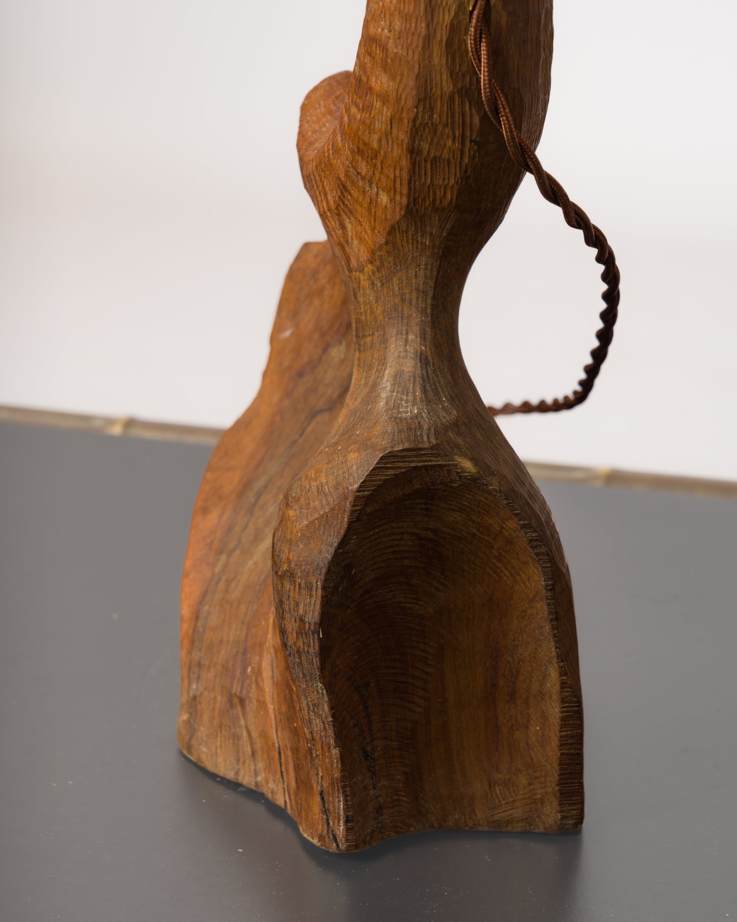 Important "Gouge" Hand Carved Tree Stump Table Lamp - 1970s