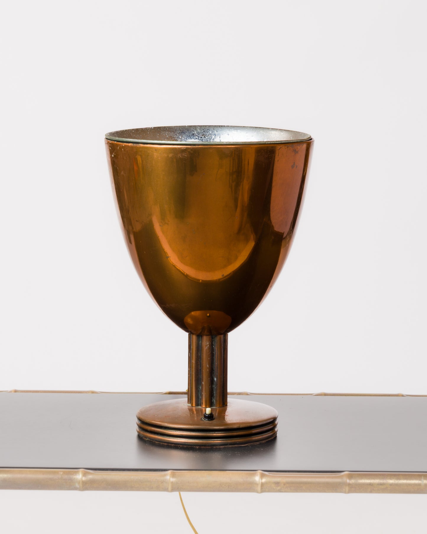 Copper Plated Art Deco Uplighter with Fluted Pole - France 1930s