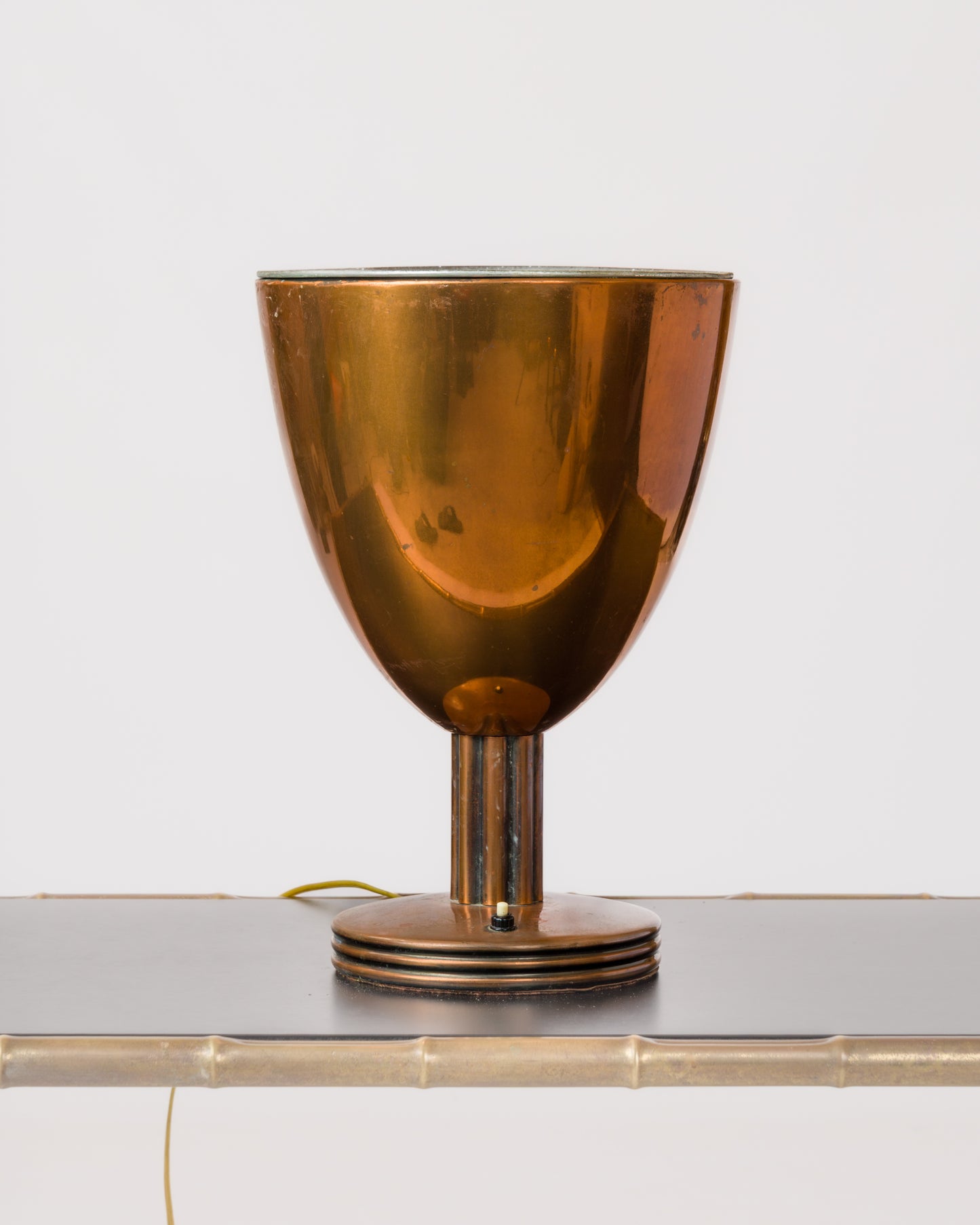 Copper Plated Art Deco Uplighter with Fluted Pole - France 1930s
