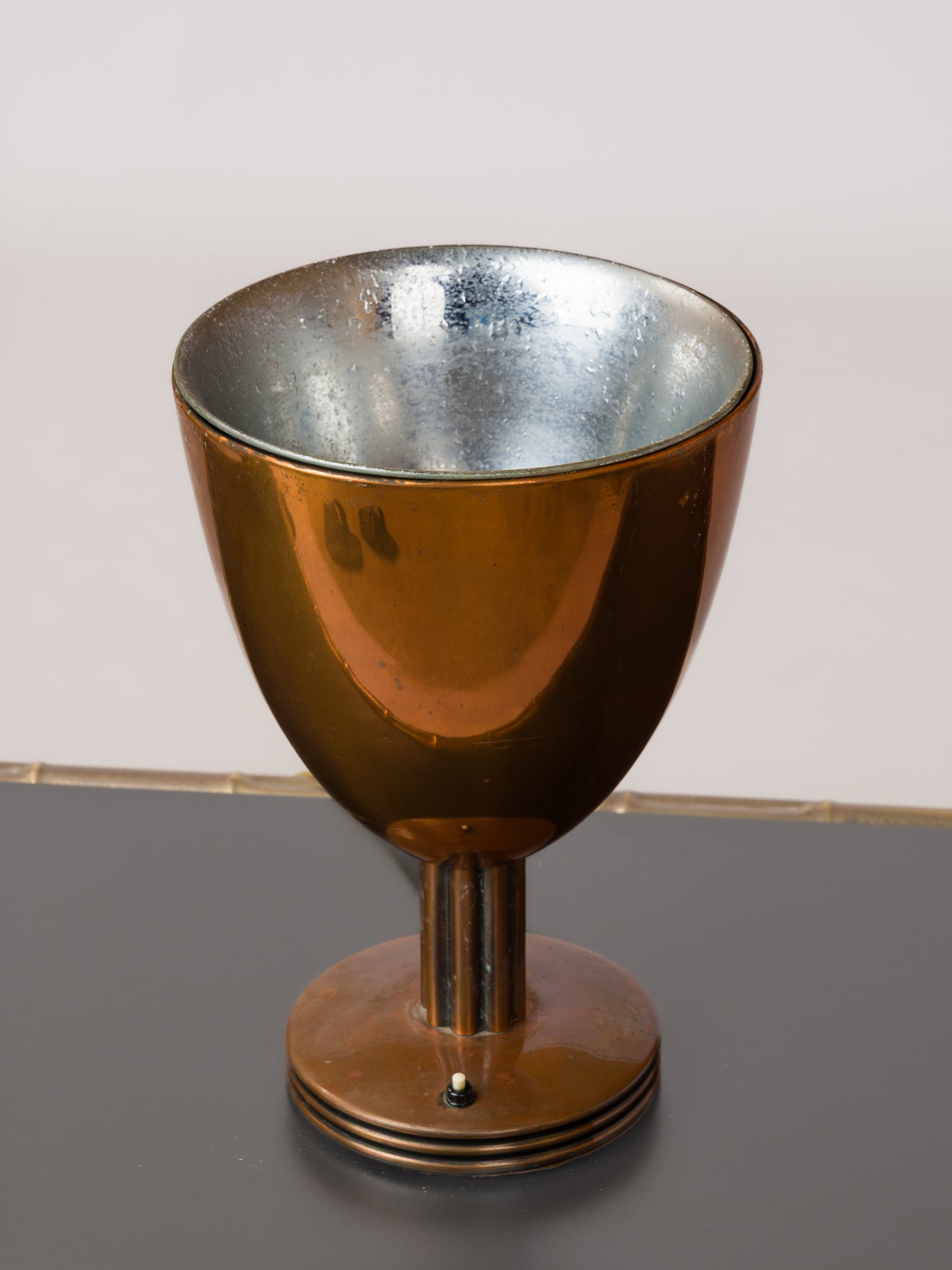 Copper Plated Art Deco Uplighter with Fluted Pole - France 1930s