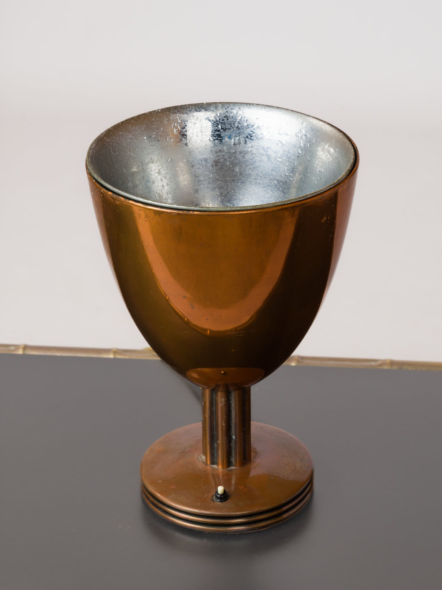 Copper Plated Art Deco Uplighter with Fluted Pole - France 1930s