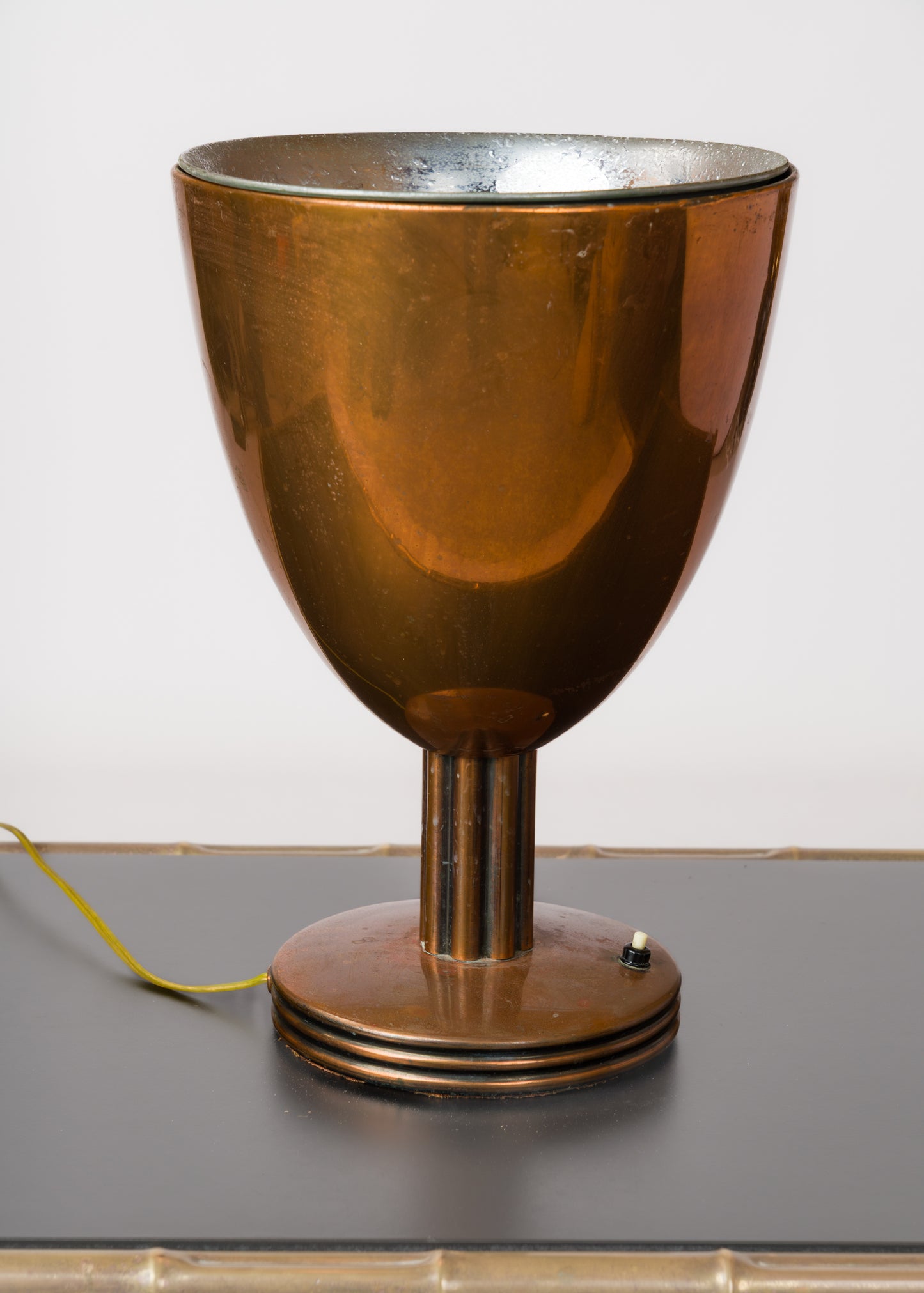 Copper Plated Art Deco Uplighter with Fluted Pole - France 1930s