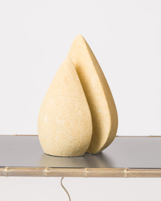 Limestone Dual Droplet Table Lamp in style Tormos - France 1980's