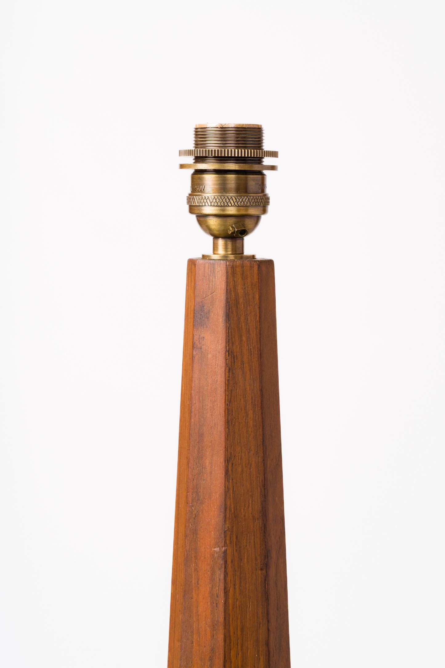 Minimalist Faceted Teak Table Lamp - France 1970's