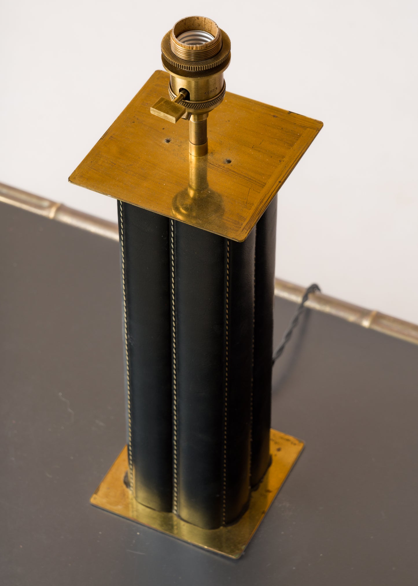 Mathieu Mategot Moleskin and Brass Table Lamp - France 1960's