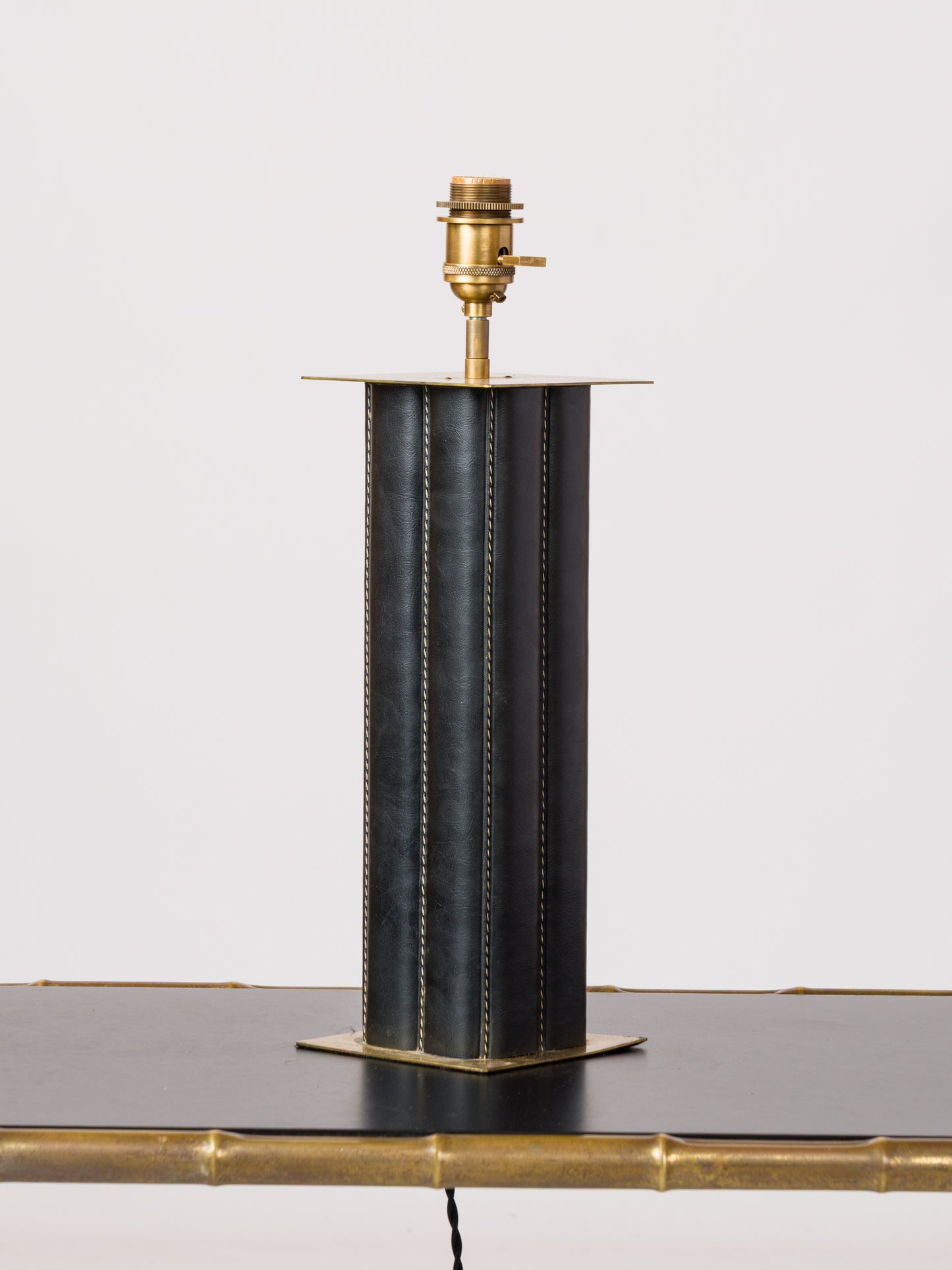 Mathieu Mategot Moleskin and Brass Table Lamp - France 1960's