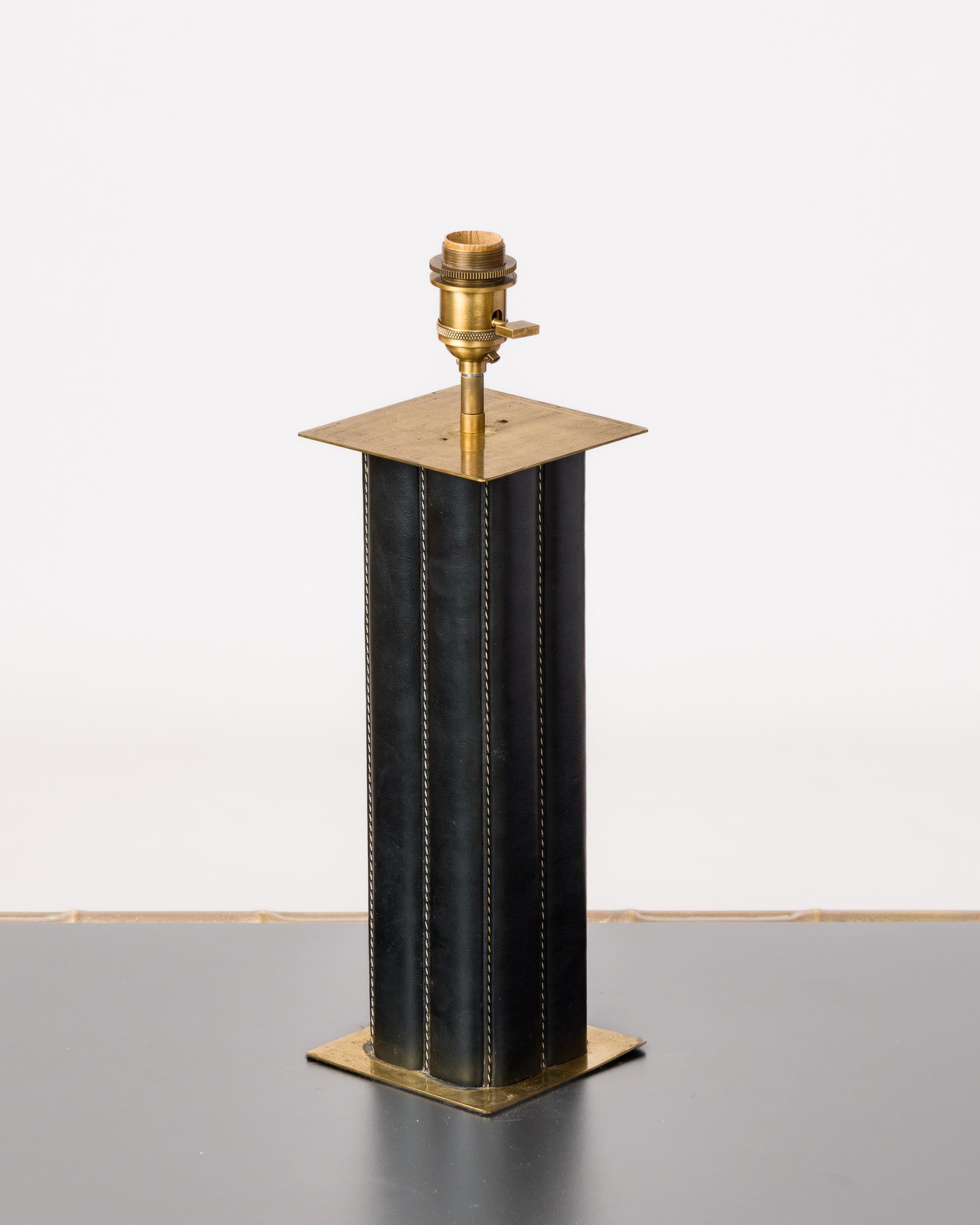Mathieu Mategot Moleskin and Brass Table Lamp - France 1960's