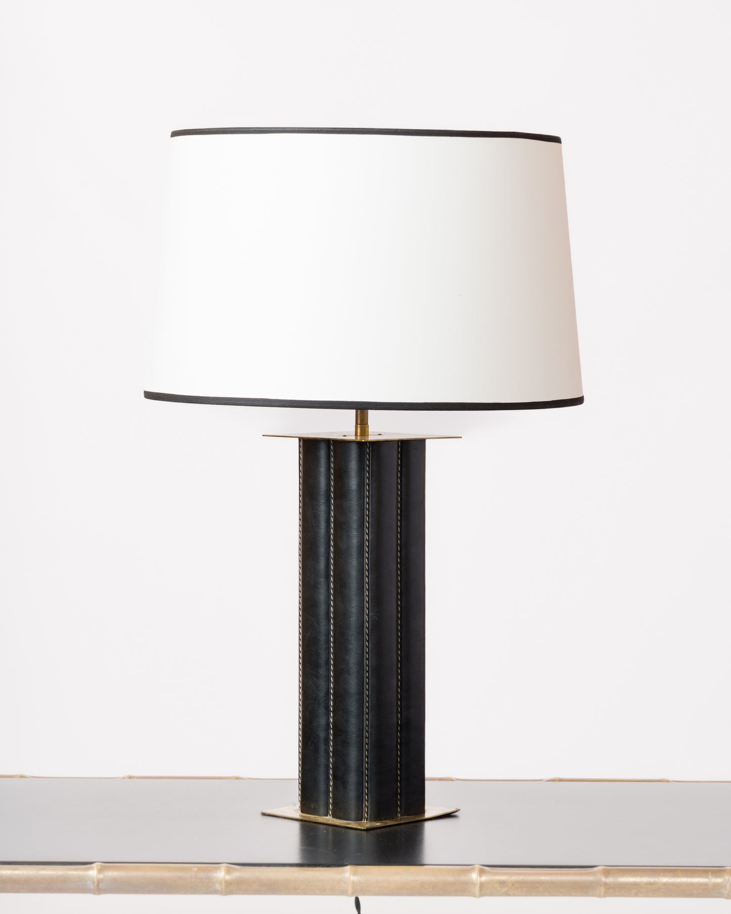 Mathieu Mategot Moleskin and Brass Table Lamp - France 1960's