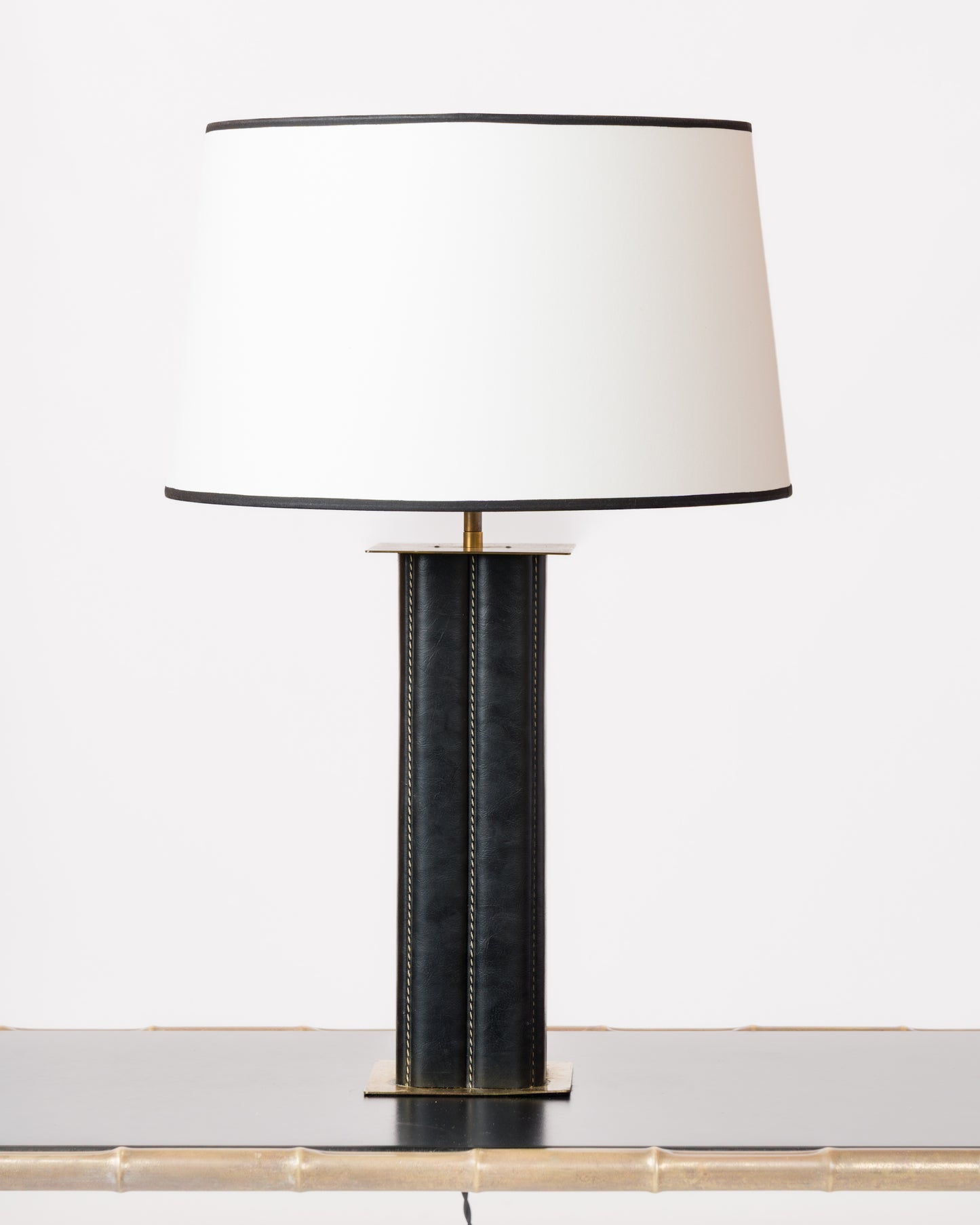 Mathieu Mategot Moleskin and Brass Table Lamp - France 1960's