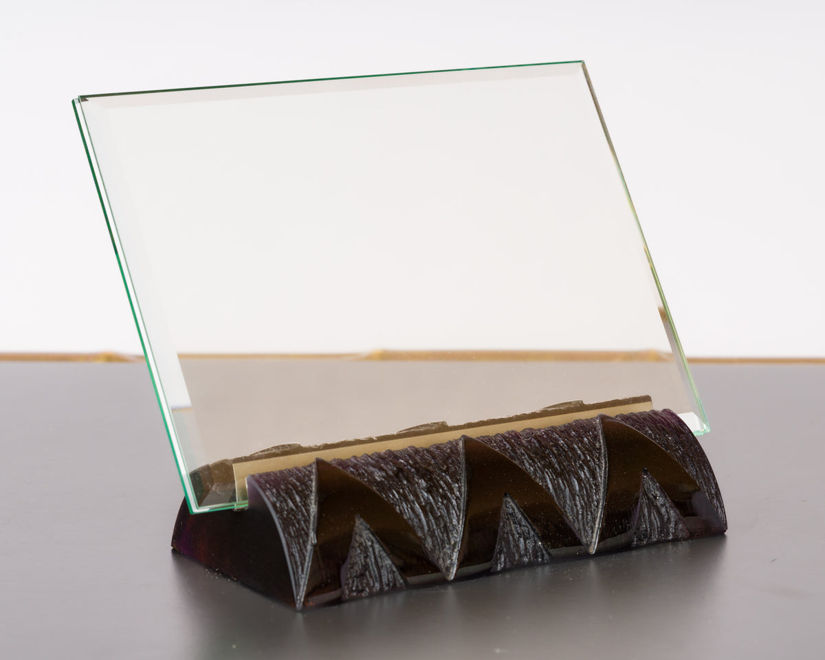 Unique Daum France Etched Crystal Amber & Purple Picture Frame - France 1970's