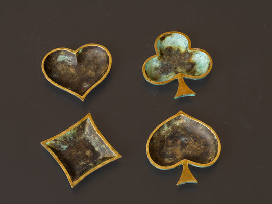 Four Small Vide-Poches in Patinated Bronze w. a Verdigris Finish - France 1960's