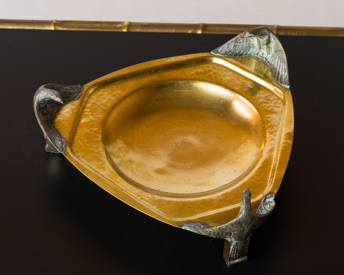 Tripod Brass Presentation Dish Featuring Eagle shaped Feet - Germany 1900's