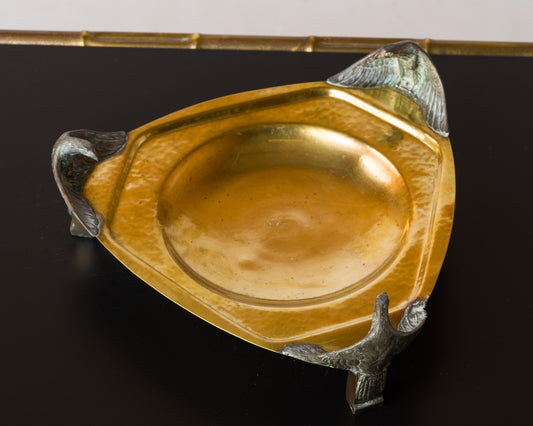 Tripod Brass Presentation Dish Featuring Eagle shaped Feet - Germany 1900's