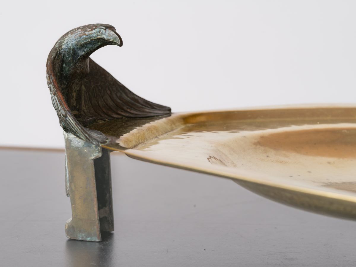 Tripod Brass Presentation Dish Featuring Eagle shaped Feet - Germany 1900's