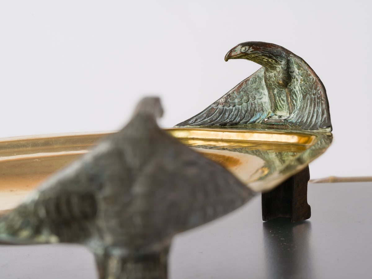 Tripod Brass Presentation Dish Featuring Eagle shaped Feet - Germany 1900's