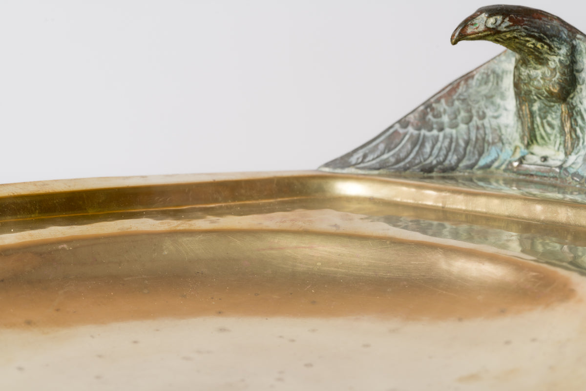 Tripod Brass Presentation Dish Featuring Eagle shaped Feet - Germany 1900's