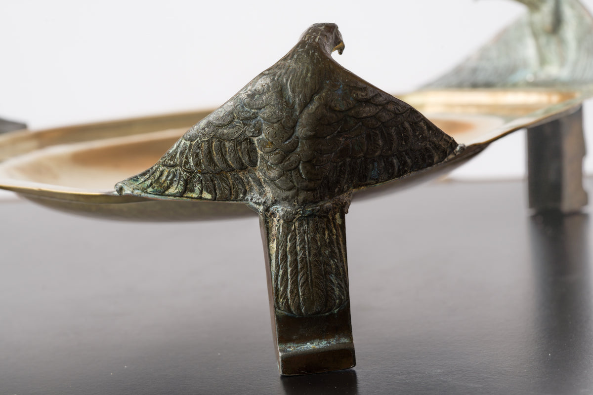 Tripod Brass Presentation Dish Featuring Eagle shaped Feet - Germany 1900's