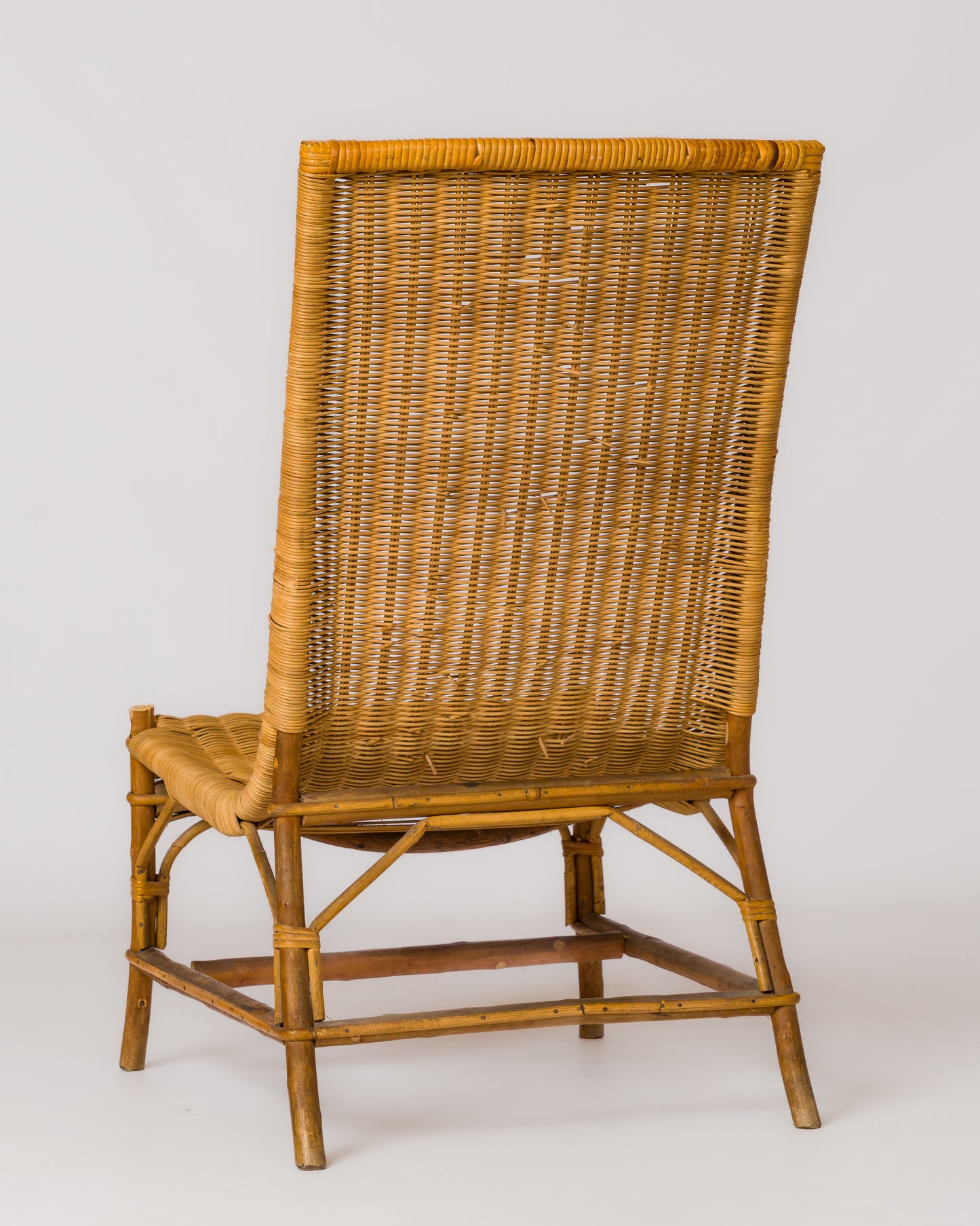 Mid Century Rattan and Wicker Slipper Chair - France 1960's