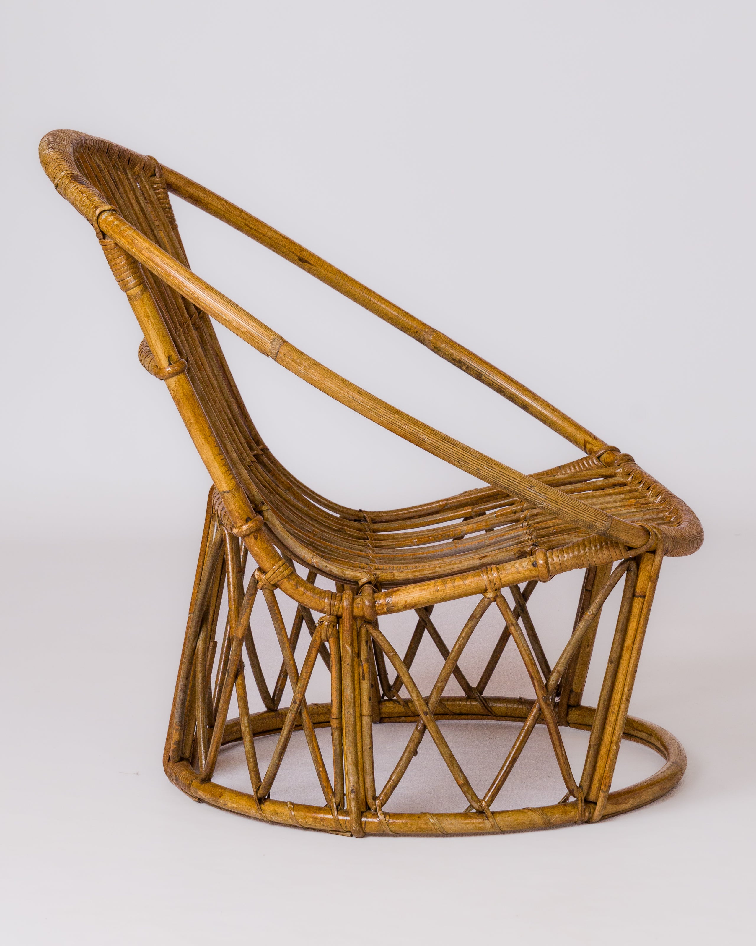 Signed Compact Rattan Side Chair by Hudon - France 1960's