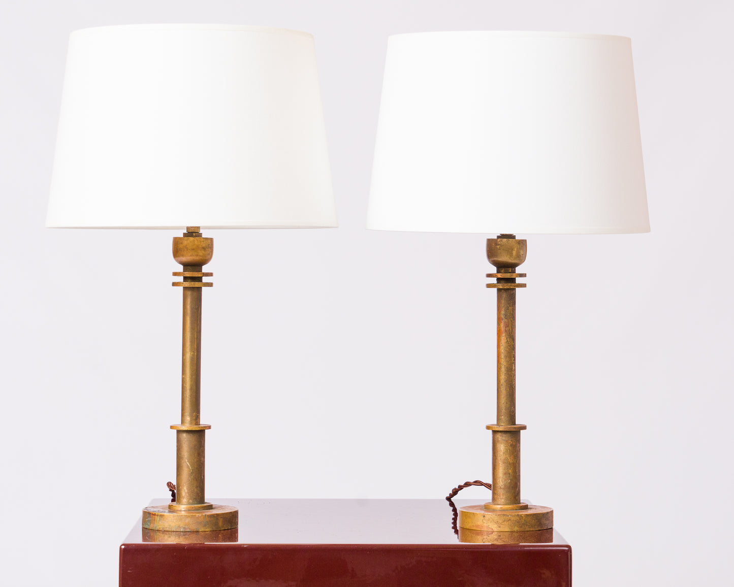 Patinated Bronze Art Deco Table Lamps – Bauhaus Inspiration – France 1930's