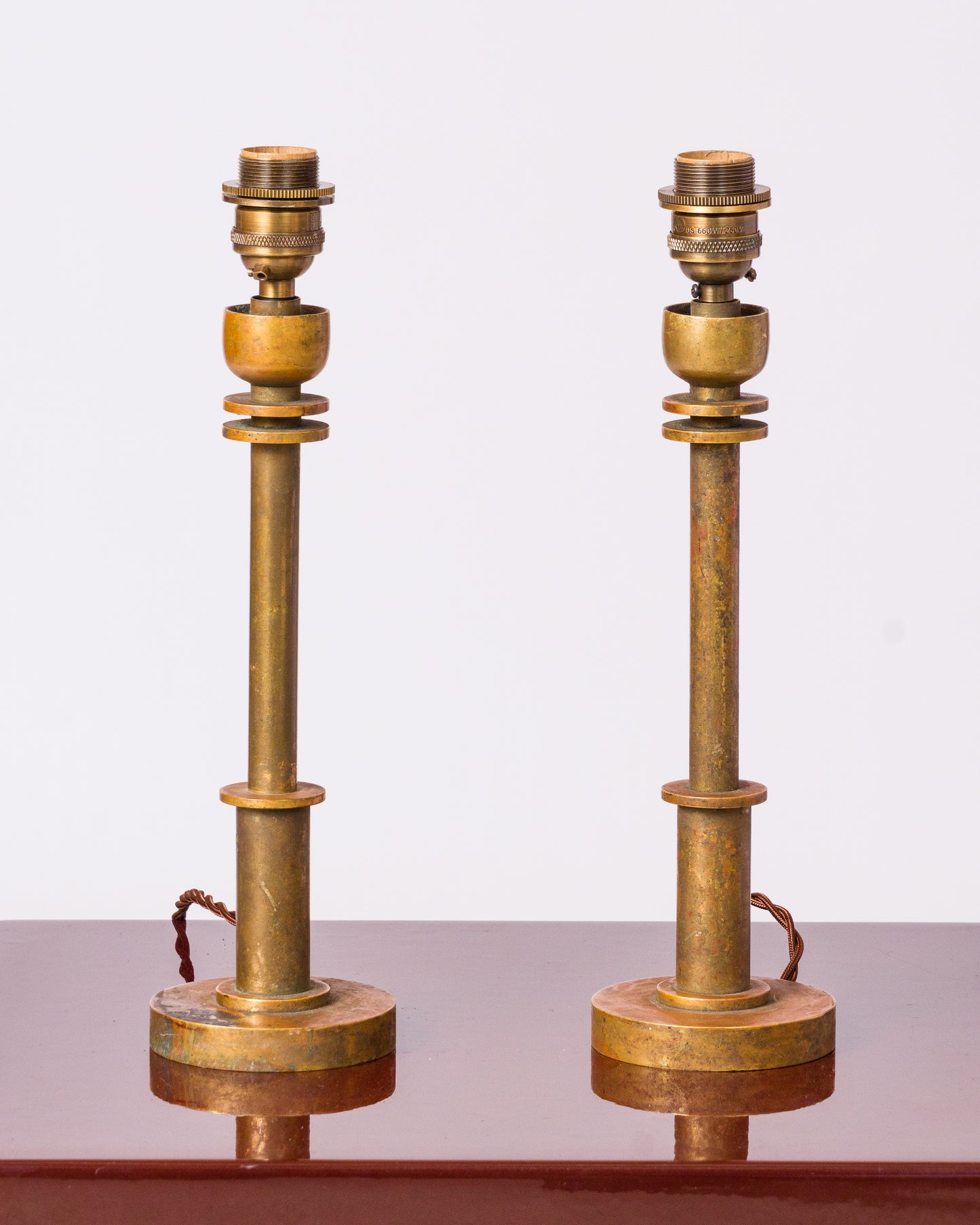 Patinated Bronze Art Deco Table Lamps – Bauhaus Inspiration – France 1930's