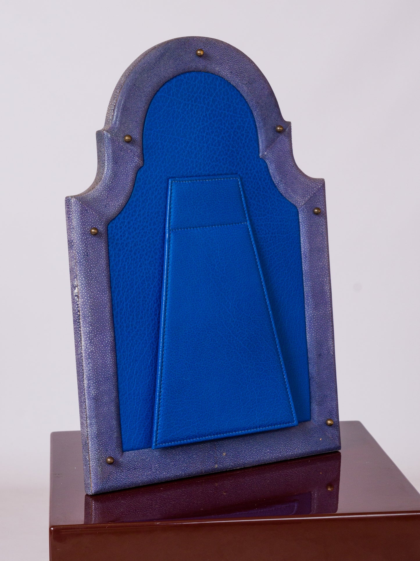 Blue "Vertugadin" Shape Shagreen Mirror - France 1950's