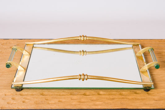 René Drouet Bronze and Mirror Art Deco Tray - France 1930's