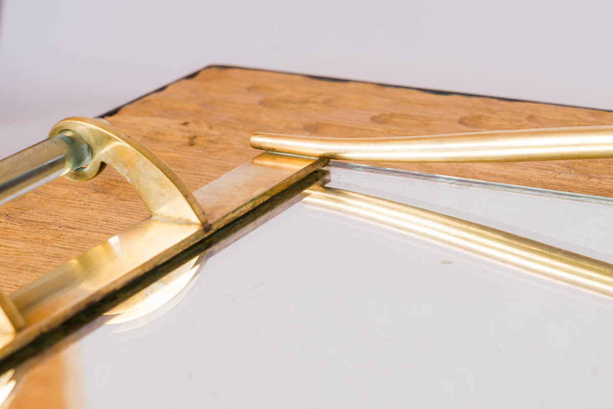 René Drouet Bronze and Mirror Art Deco Tray - France 1930's