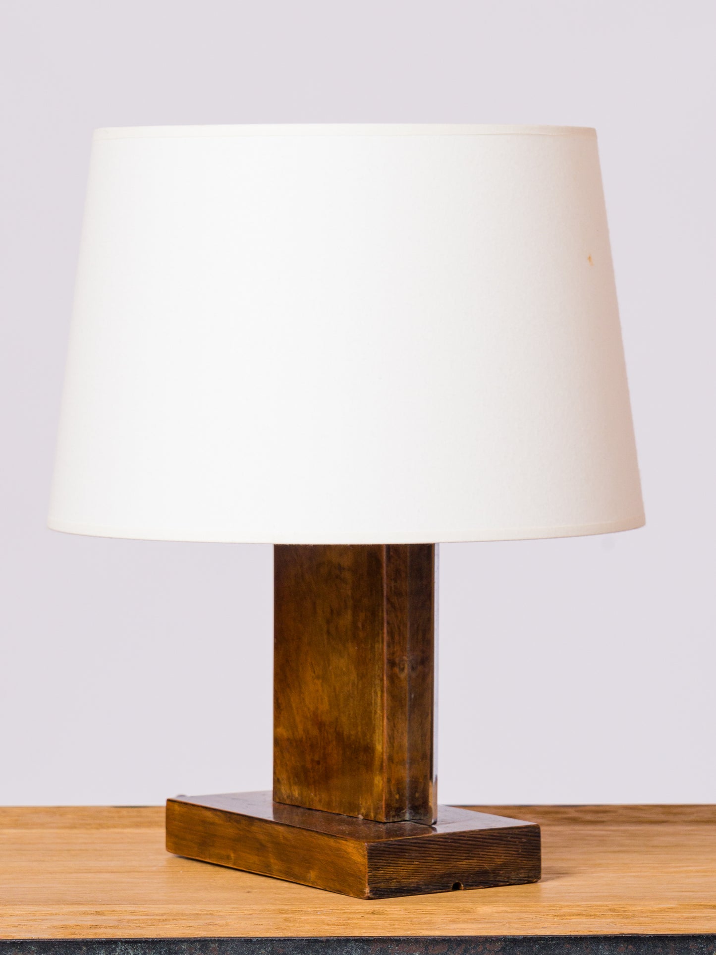 Petite Rosewood & Chrome Art Deco Table Lamp - France 1930's
