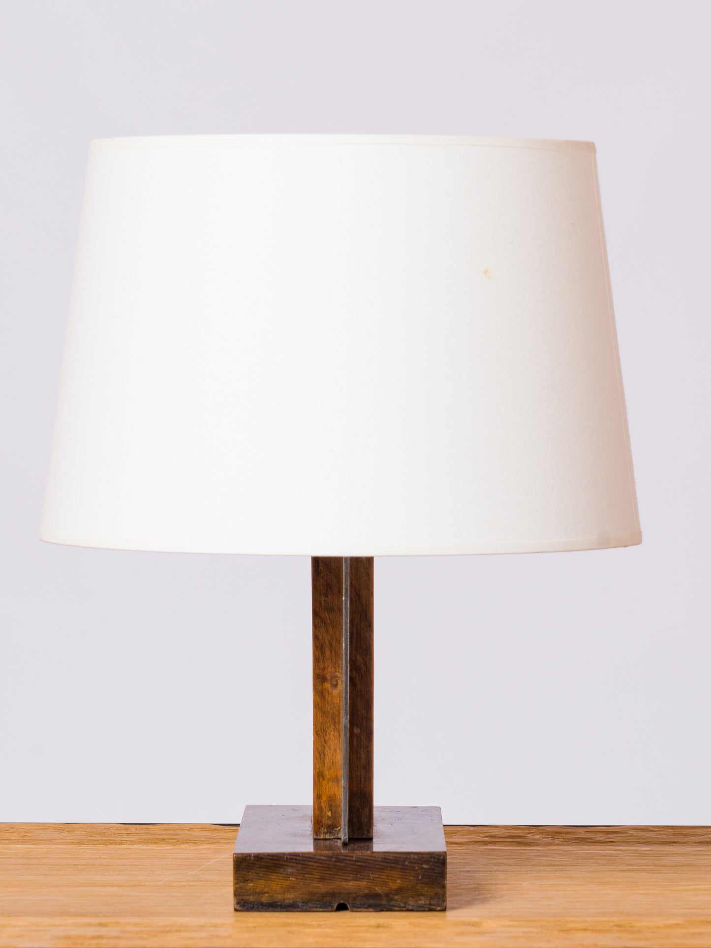 Petite Rosewood & Chrome Art Deco Table Lamp - France 1930's