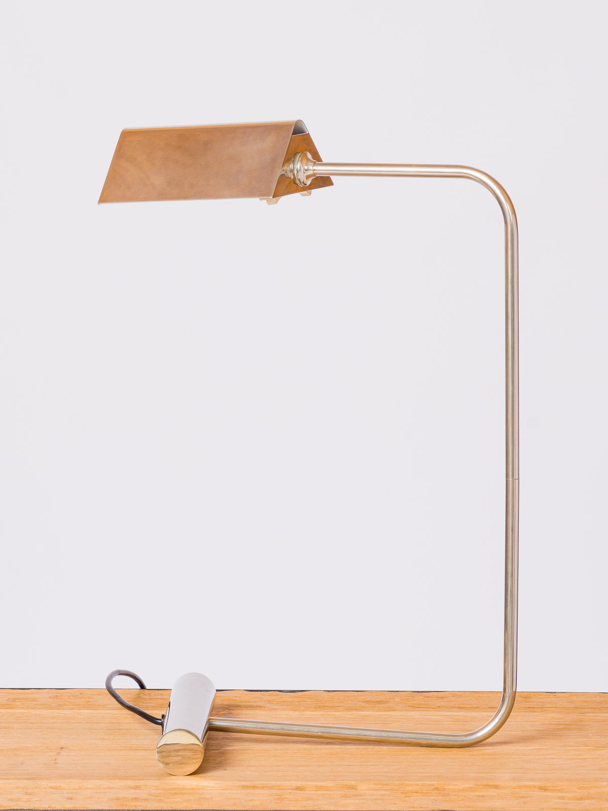 Rare Nickel Plated Bronze Table Lamp by R. Nathan - France 1970's